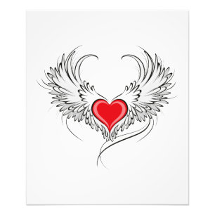 Red Angel Heart with wings Photo Print