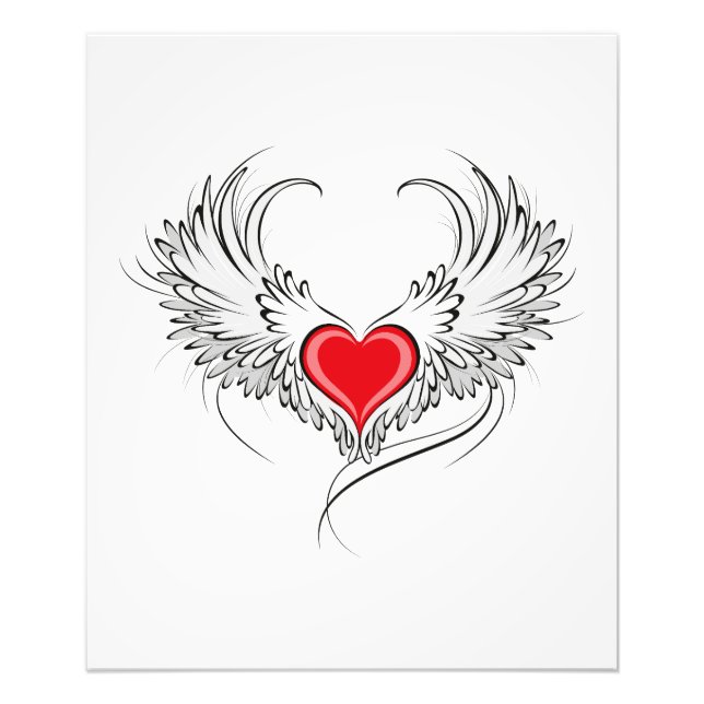 Red Angel Heart with wings Photo Print (Front)