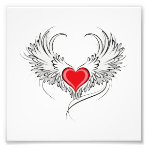 Red Angel Heart with wings Photo Print