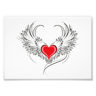 Red Angel Heart with wings Photo Print