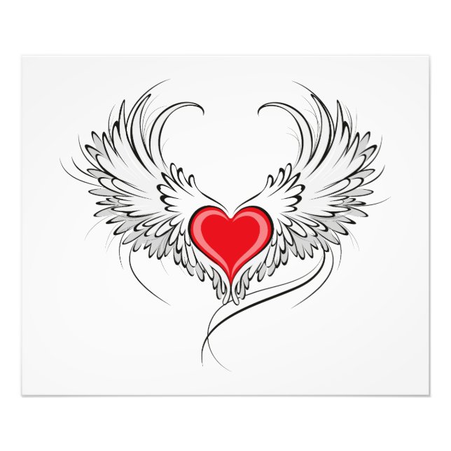 Red Angel Heart with wings Photo Print (Front)