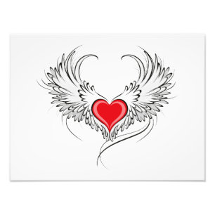 Red Angel Heart with wings Photo Print