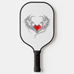 Red Angel Heart with wings Pickleball Paddle
