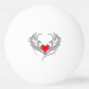 Red Angel Heart with wings Ping Pong Ball