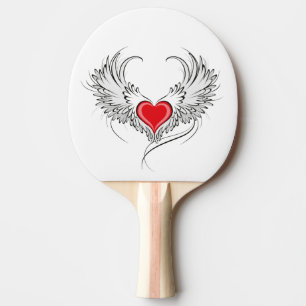 Red Angel Heart with wings Ping Pong Paddle