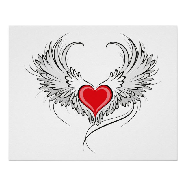 Red Angel Heart with wings Poster (Front)