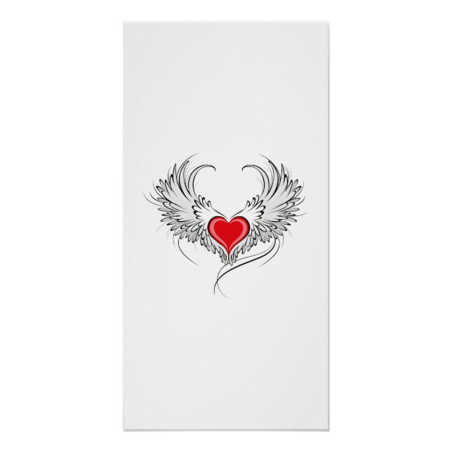 Red Angel Heart with wings Poster (Front)