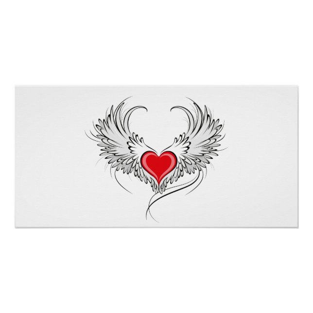 Red Angel Heart with wings Poster (Front)