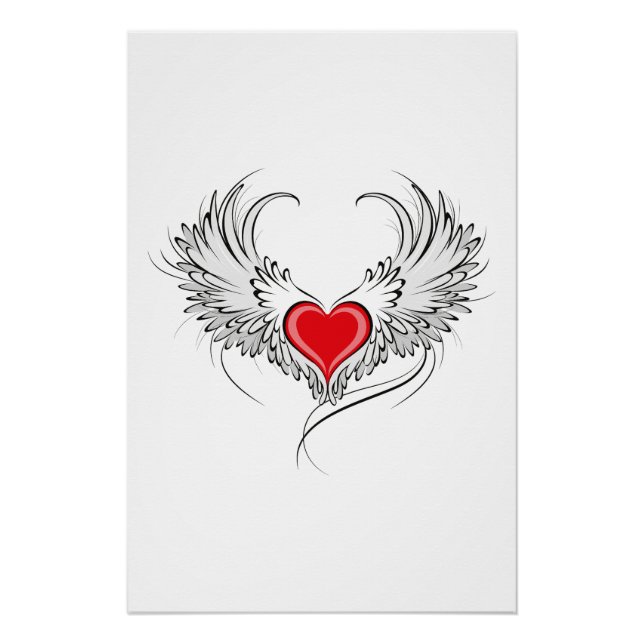 Red Angel Heart with wings Poster (Front)