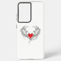 Red Angel Heart with wings
