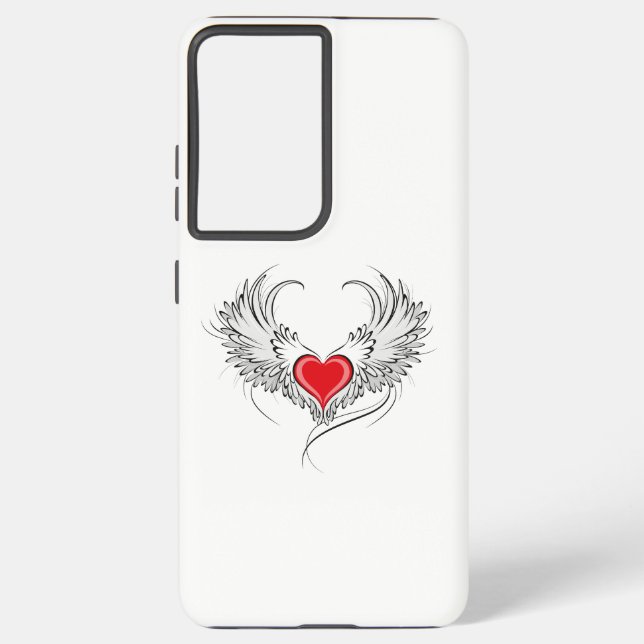 Red Angel Heart with wings Samsung Galaxy S21 Ultra Case (Back)