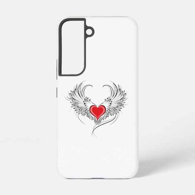 Red Angel Heart with wings Samsung Galaxy S22 Case (Back)
