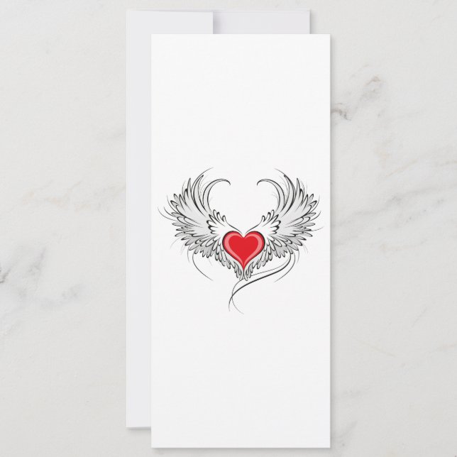 Red Angel Heart with wings Save The Date (Front)