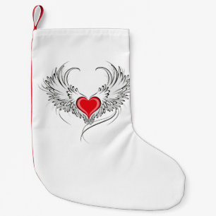 Red Angel Heart with wings Small Christmas Stocking