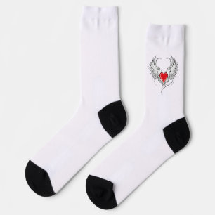 Red Angel Heart with wings Socks