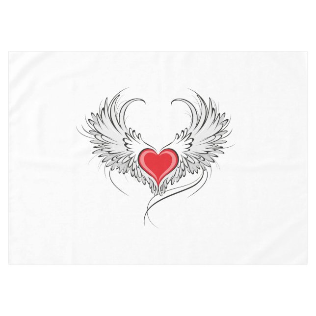 Red Angel Heart with wings Tablecloth (Front (Horizontal))