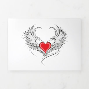 Red Angel Heart with wings Tri-Fold Programme