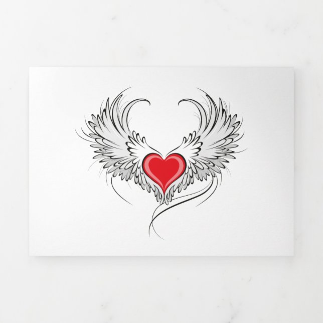 Red Angel Heart with wings Tri-Fold Programme (Cover)