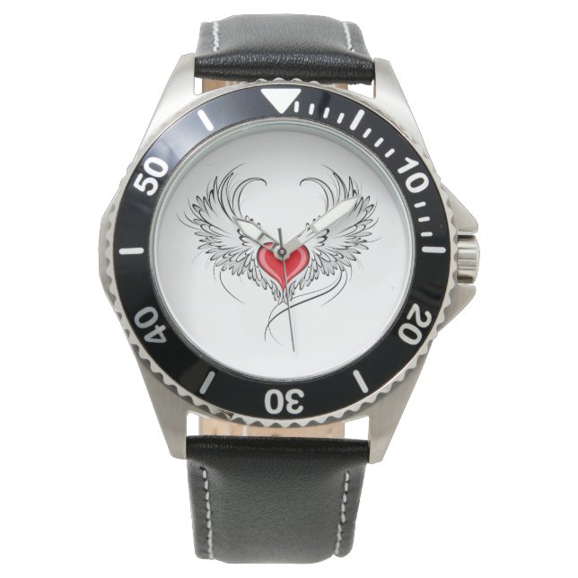 Red Angel Heart with wings Watch (Front)