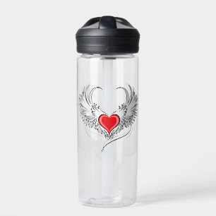 Red Angel Heart with wings Water Bottle