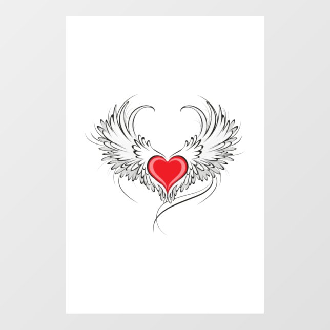 Red Angel Heart with wings Window Cling (Sheet)