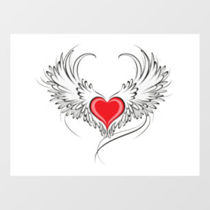 Red Angel Heart with wings Window Cling