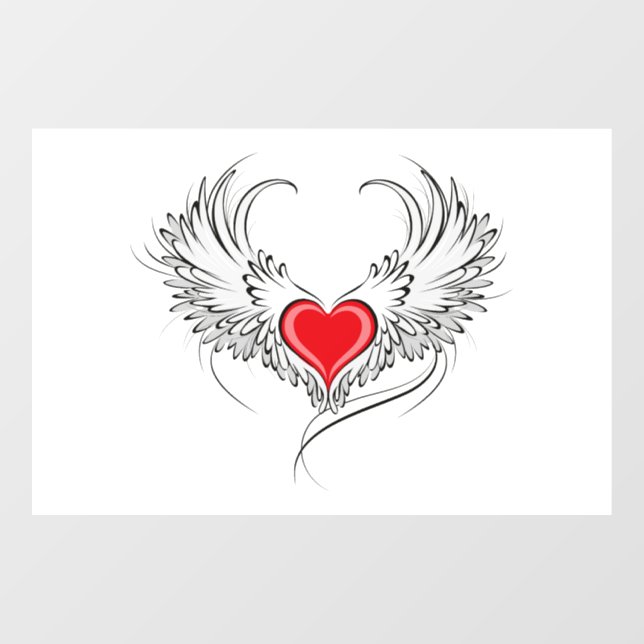 Red Angel Heart with wings Window Cling (Sheet)