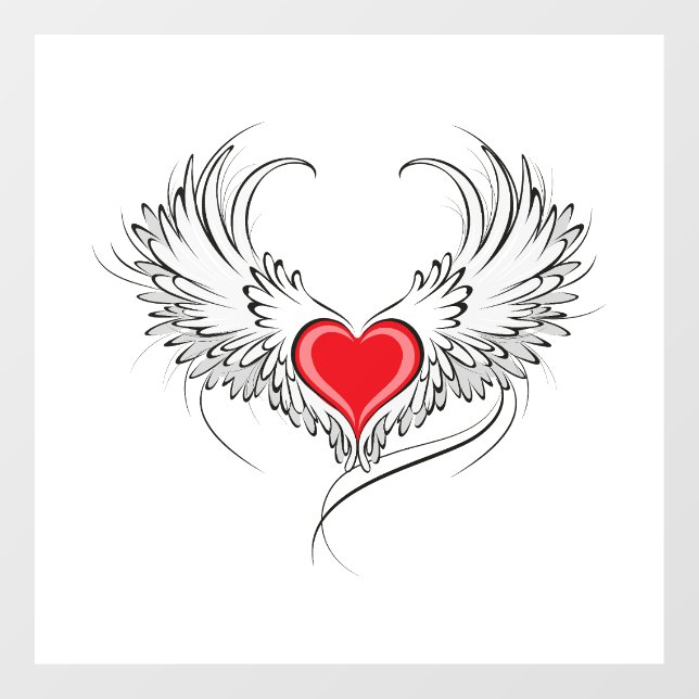 Red Angel Heart with wings Window Cling (Sheet)