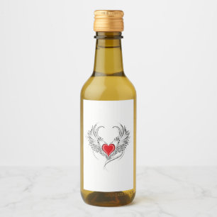 Red Angel Heart with wings Wine Label