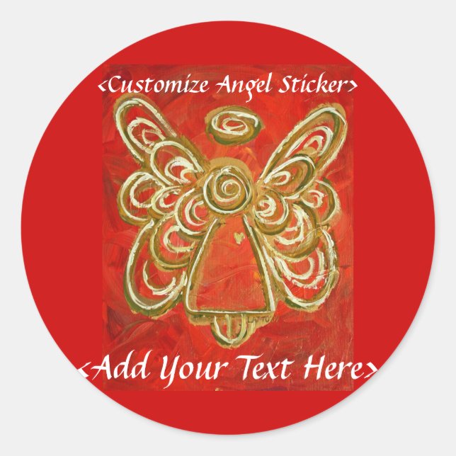 Red Angel Sticker with Custom Words (Front)