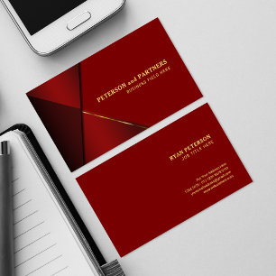 Red Angle with Golden Line Red Business Card
