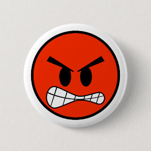 Red Angry Face Emoji 6 Cm Round Badge
