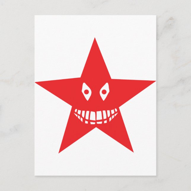 red angry star face smile postcard (Front)