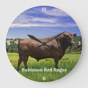 Red Angus Bull  Large Clock