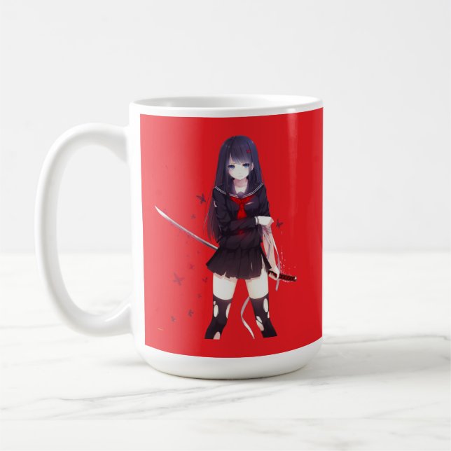 Red anime coffee mug (Left)