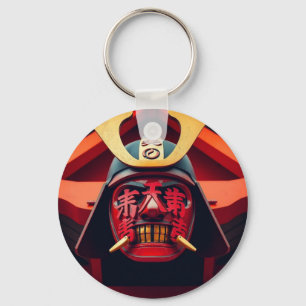 Red anime samurai mask key ring