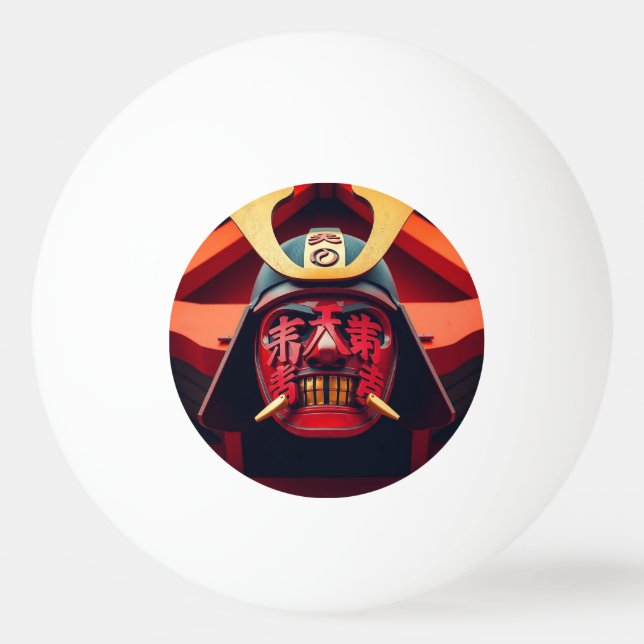 Red anime samurai mask ping pong ball (Front)