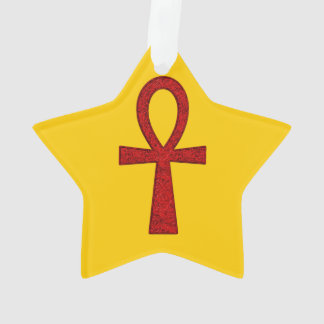 Red Ankh Acrylic Ornament