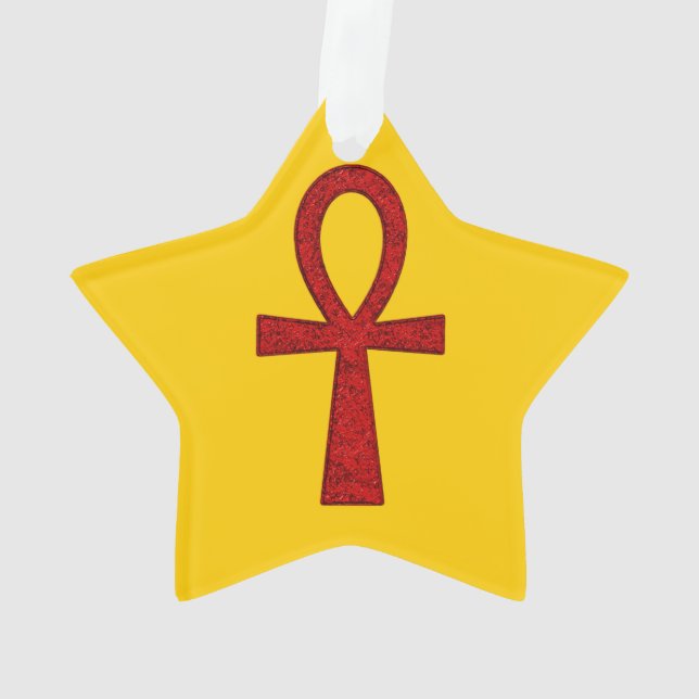 Red Ankh Acrylic Ornament (Back)