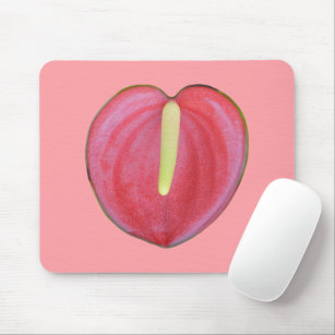 Red Anthurium Flower Printed on Mouse Pad