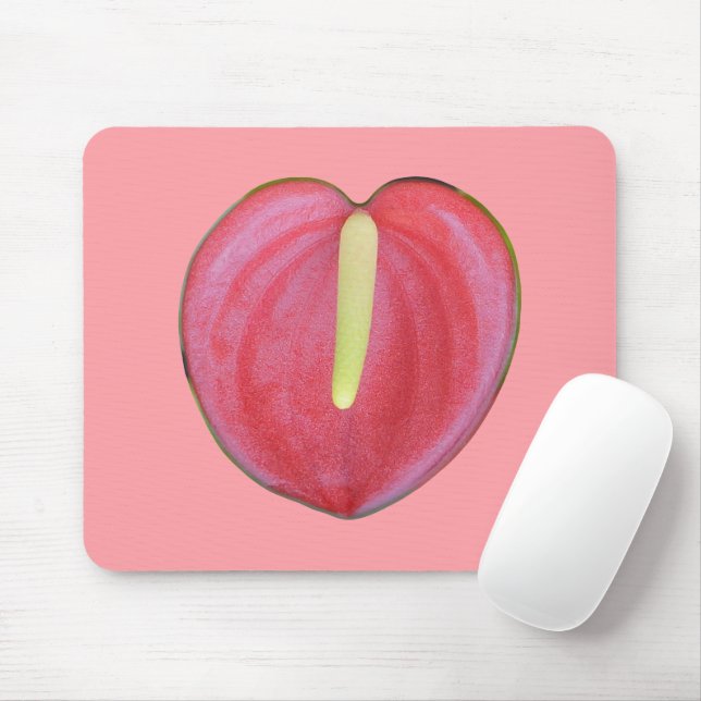 Red Anthurium Flower Printed on Mouse Pad (With Mouse)
