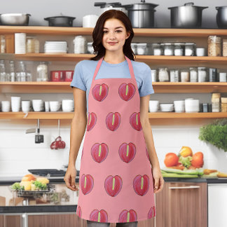 Red Anthurium Flower Seamless Pattern on Apron
