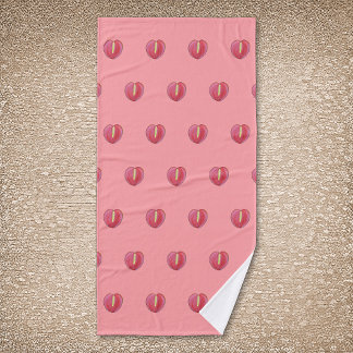 Red Anthurium Flower Seamless Pattern on Bath Towel