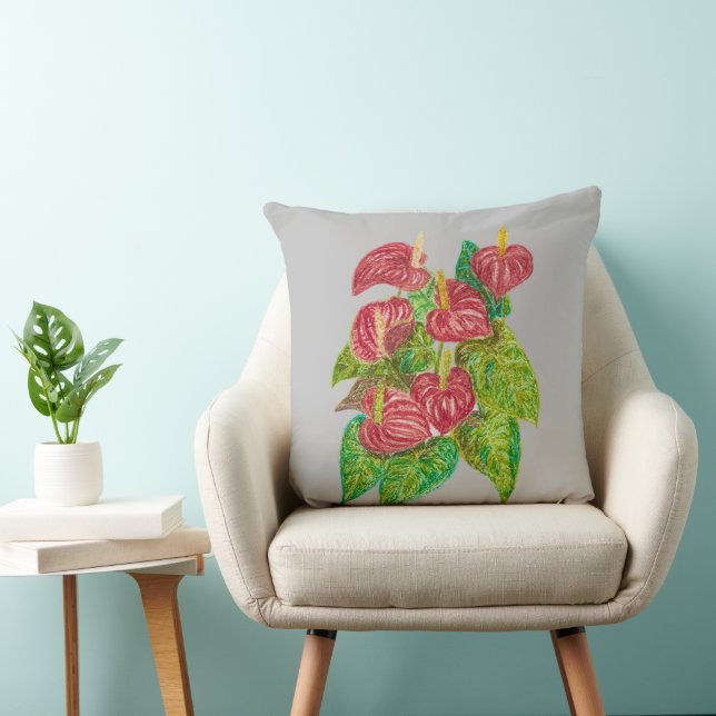 red anthurium flowers cushion (Chair)
