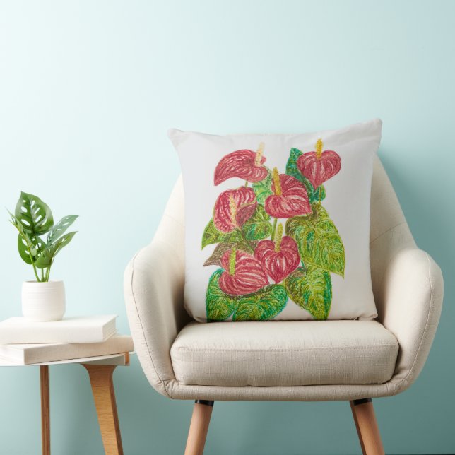 red anthurium flowers cushion (Chair)