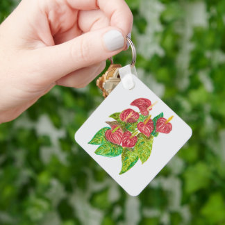 red anthurium flowers key ring
