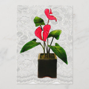 Red Anthurium in Planter Invitation