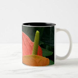 Red Anthurium Plant Against Foliage Two-Tone Coffee Mug