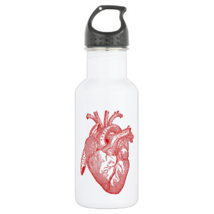 Red Antique Anatomical Heart 532 Ml Water Bottle