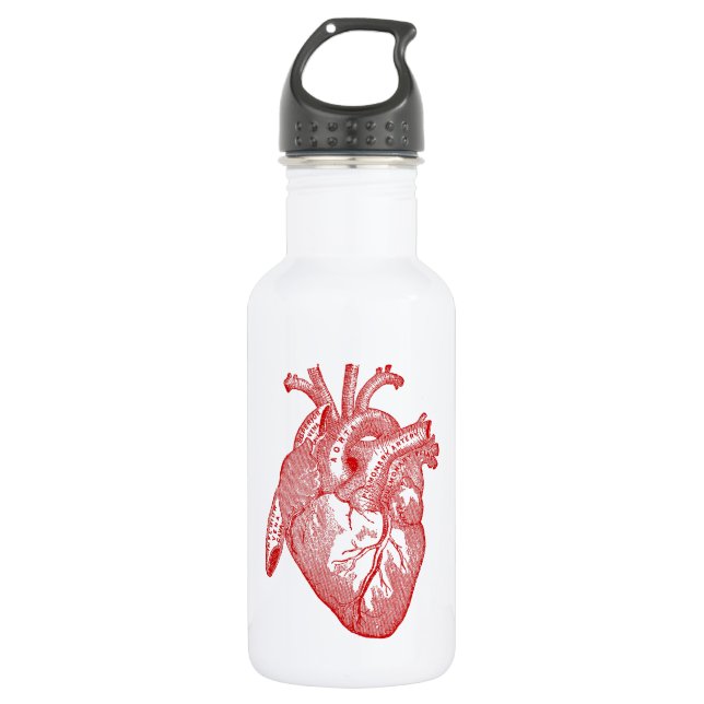 Red Antique Anatomical Heart 532 Ml Water Bottle (Front)